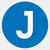 Bold White J with Blue Circle