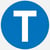Bold White T with Blue Circle